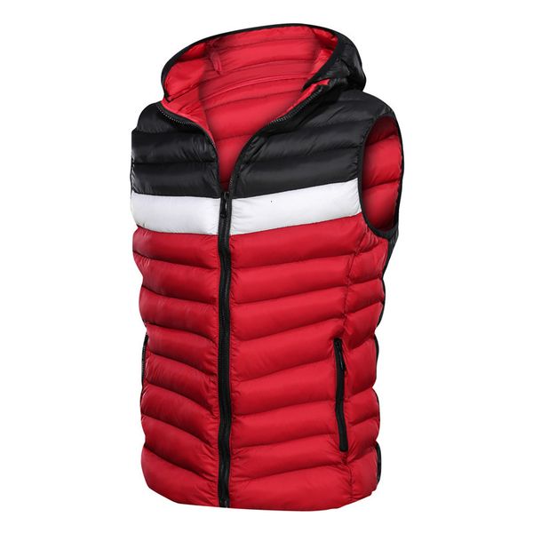 new cotton padded hooded in autumn and winter of 2019 men's korean casual large contrast vest, Black;white